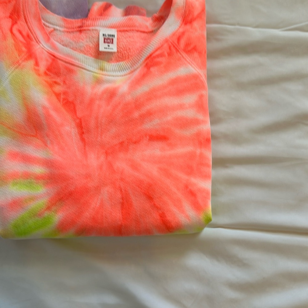 RE/DONE  X Hanes. Tie/dye. Print scoop Sweatshirt Size M. Multicolor 100% Cotton